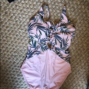 pink one-piece bathing suit